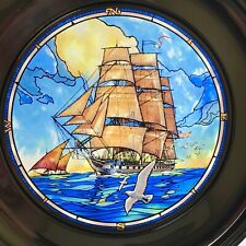 1984 US Historical Society OLD IRONSIDES Stained Glass Pewter Plate  w/BOX/COA picture
