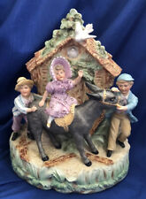 Victorian Bisque Porcelain Kister or Von Schierholz Dresden Kids Donkey Figurine picture