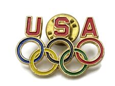 USA Olympic Rings Pin Multicolored & Gold Tone picture