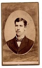 ANTIQUE CDV CIRCA 1880s D.C. HUSTON HANDSOME MAN IN SUIT MORRIS ILLINOIS picture