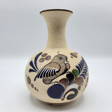 Vintage Tonala Mexican Folk Art Sandstone Pottery Vase Bird 7