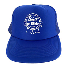 Pabst Blue Ribbon Beer Hat Spell Out Logo Mesh Foam Snap Back Trucker Ball Cap picture