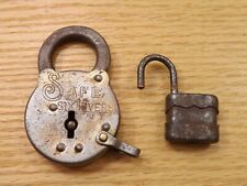 Lot of 2 Antique Vtg. Padlocks 1 Safe Six Levers & 1 Small Warded ( No Keys ) picture