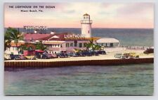c1940s Lighthouse Seafood Restaurant Cocktail Lounge Miami Florida FL Postcard picture