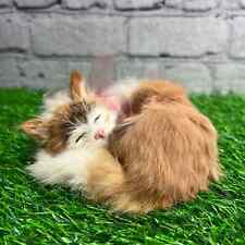 Real Fur Life Like Realistic Real Rabbit Fur Sleeping Cat Kitten Figure Mini picture
