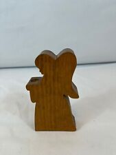 Vintage Country Farmhouse Wood Angel Candle Holder Handmade Cute Small Table Top picture