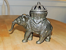 Antique Vintage 1920's Vantine's Pot Metal Elephant Incense Burner Intact picture