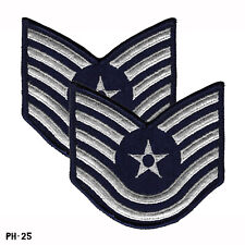 PAIR US Air Force USAF Tech Sergeant TSGT E-6 Chevron Patches Full Color ~ NOS picture