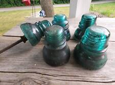VINTAGE Glass Insulators Green Teal Blue for 1930s-40s Powerlines Hemingray picture