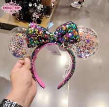 Sparkle Minnie Mickey Ears Rainbow Star Confetti Disney Parks Sequin Headband picture
