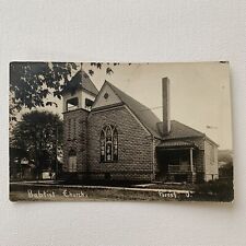 Antique RPPC Real Photograph Postcard First Baptist Church Forest Ohio Postmark picture