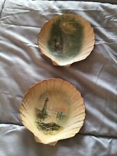 Antique Die Cut Paper Mache Sea Shell Pr. with Ocean Scenes late 1880’s Initials picture
