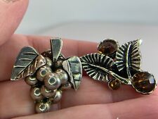Grapes and Leaves Lot of 2 Silver Vintage Tack Pin T-3634 picture