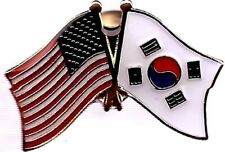 USA - SOUTH KOREA FRIENDSHIP CROSSED FLAGS LAPEL PIN - NEW - COUNTRY PIN picture