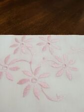 2 Matching Embroidered Runners White With Pink Flowers and vines picture