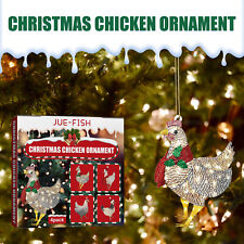 4pcs Vintage Chicken Merry Christmas Tree Farm Animal Ornament Decor picture