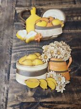 Vintage MCM Syroco 3D Orange/yellow Molded Plaques picture