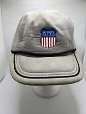 Vtg Union Pacific Railroad Gray Corduroy Rope Hat Cap Snapback USA Made picture