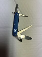 Used Victorinox Farmer Alox Blue Swiss Army Pocket Knife Multi Tool. picture