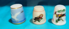 Lot of 3 Thimbles- Porcelain Bird Theme- Denmark & England picture