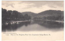 c1904 Warren PA~Allegheny River from Suspension Bridge~Vtg Pennsylvania Postcard picture
