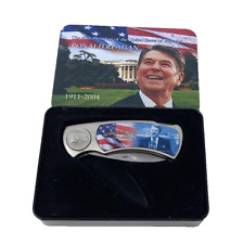 Ronald Reagan President 1911-04 Lockback Pocket Knife U.S. Flag Presentation Tin picture