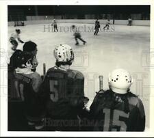 1989 Press Photo Camillus & Valley Pee Wee Hockey Teams Play Game in Meecham picture