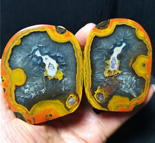 Rare 1 pair 307.7G Natural Warring States Red Agate Eyes Crystal Healing  BA2742 picture
