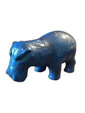 Blue Egyptian Hippopotamus Figurine Cast Resin Replic Etched Paperweight picture