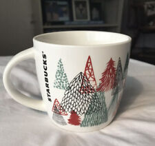 Starbucks 2017 Holiday Christmas Coffee Mug Geometric Tree 14 oz Red Green Black picture