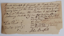 1792 NOTE MILITARY TROOPS TULLS POINT MARYLAND JOHN BONFIELD AMERICAN REVOLUTION picture