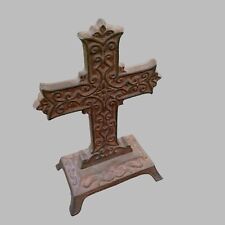 Vintage Cast Iron Rust Color, Paintable Cross~Religion~Stand Base 8.5