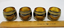 4 Vintage Engraved Barrel Style Solid Brass Napkin Rings Set picture