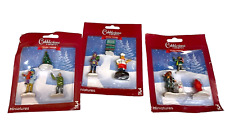 3 Pks Christmas Winter Village Figures Resin Miniature Cobblestone Corners New picture