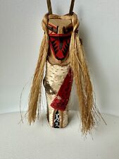 Vintage Japanese Folk Art Mayoke Yama Uba Carved Doll W/Bark On Folklore Amulet  picture