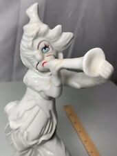 Duncan Royale White Porcelain Clown Playing Horn With Foot on Ball Figurine  picture