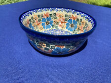 Polish Pottery UNIKAT 1698 Bowl 6 1/4 inch wide J. O--ska Floral pattern picture