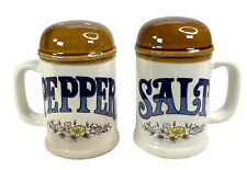 Vintage Otagiri Large Brown Mug Salt& Pepper Shakers Handles 1970's 5