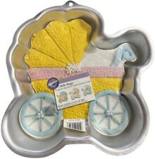 WILTON BABY BUGGY Aluminum Cake Pan #2105-3319 With Instructions 2005 FUN picture