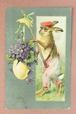 EASTER Dressed Rabbit red uniform cap. Egg. Tsarist Russia postcard 1914s 🥚🐇 picture