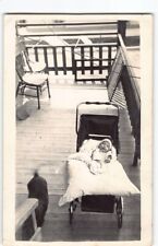 Still Life w Baby on Porch-Interesting Composition~Antiq. Photo RPPC Postcard-P3 picture