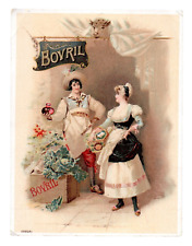 c.1890 Bovril Meat Extract Beef Broth Trade Card Market Vendor Bottle Cute Girl picture