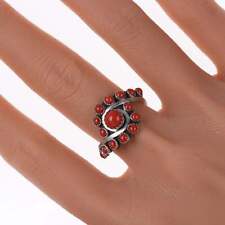 sz9.25 Patrick Yazzie Navajo Sterling silver high grade coral ring picture