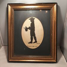 Vintage Antique Framed Wood Silhouette Morovian Man 1755 Signed D. Maxwell Gold  picture