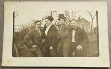 Antique RPPC Real Photo Postcard - Friends Posing Outdoors - Circa 1915 picture