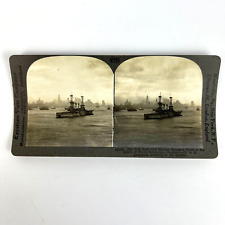 Antique WWI Photos Keystone View Co Stereograph U.S.S. Louisiana Arriving 19128 picture