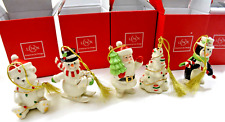 Lenox Very Merry Porcelain Ornaments Set of 5 Mint in Box picture
