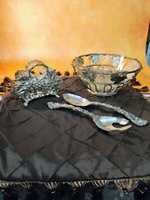 Godinger Silver Plate Salad SetBasket, Bowl,Utinsels, and Napkin used Very Good picture