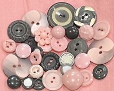 Vintage Lot Buttons Lot Mixed Variety Plastics Sweet 1950’s Pinks Greys picture