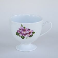 Vintage Greenbrier Resort Hotel Porcelain Footed White Cup With Purple Flowers picture